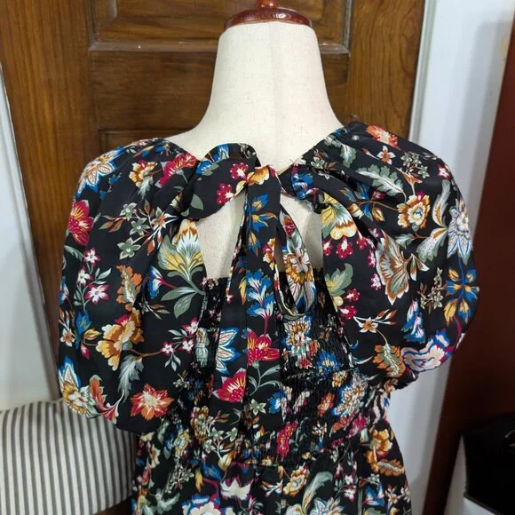 Smocked Floral Jumpsuit with Tie Back - Picture 5 of 6